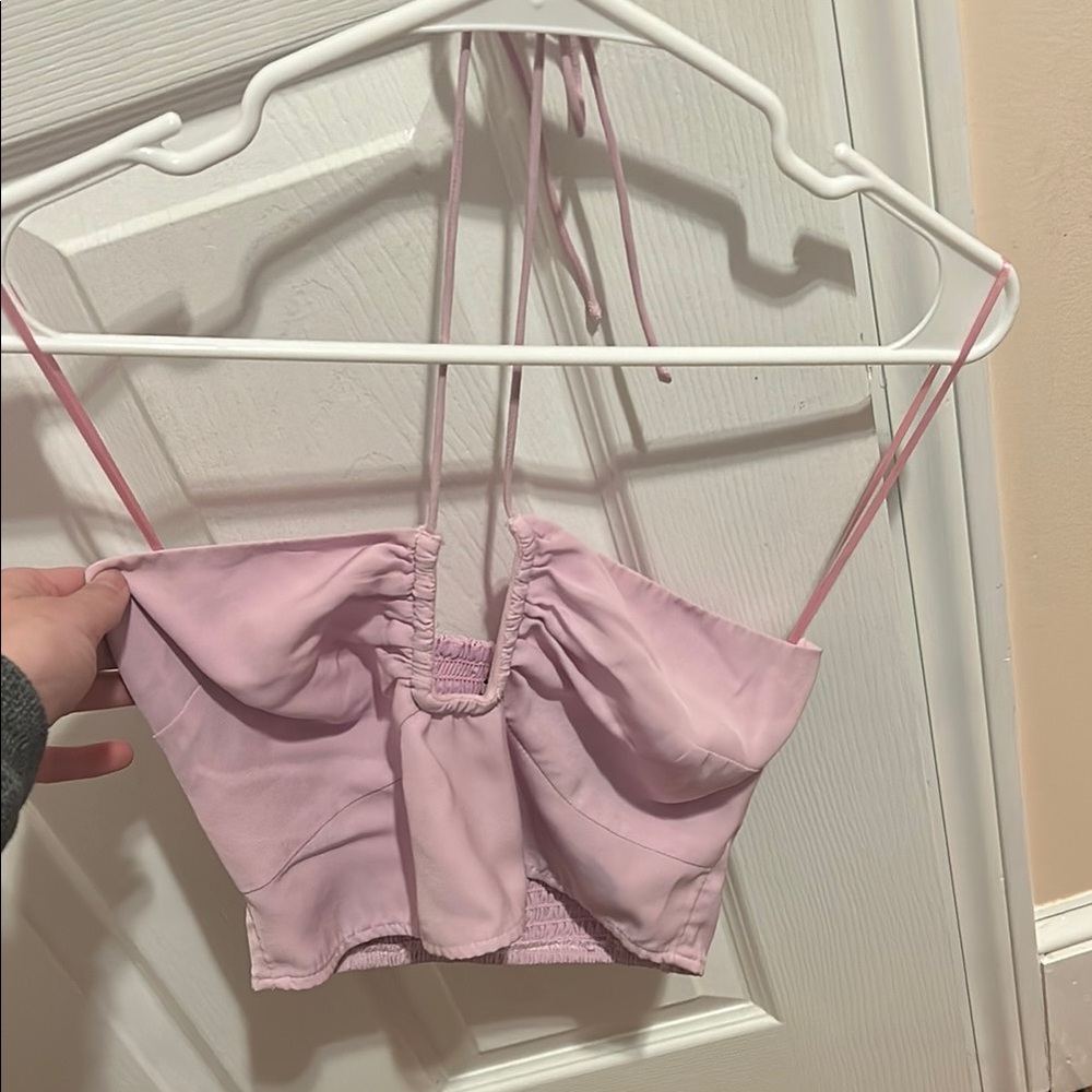 Light Pink Ruched Halter Top